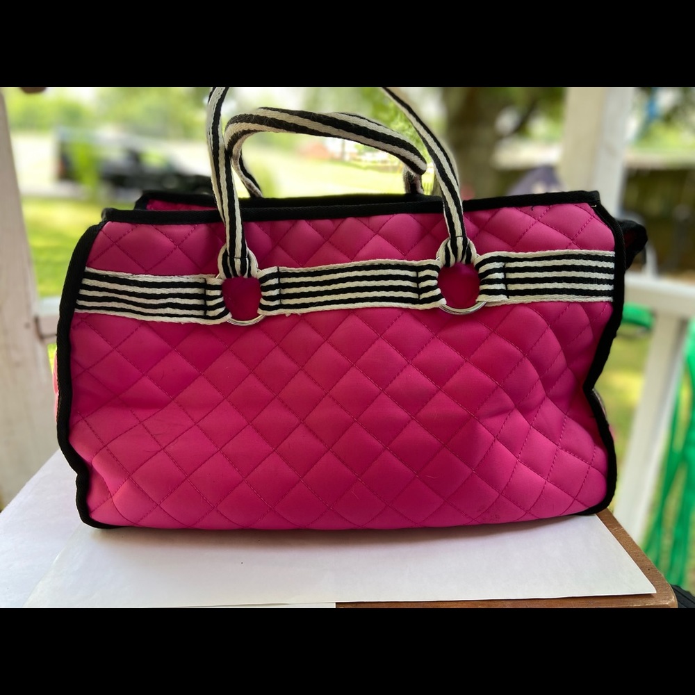 Pet carrier bag for a small dog with windows